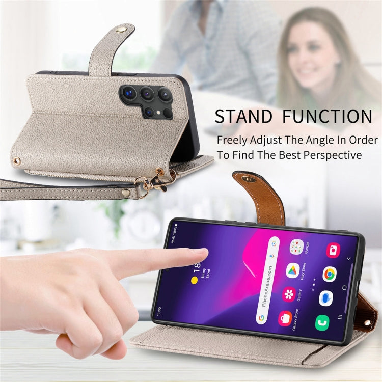 For Samsung Galaxy S25 Ultra 5G Love Zipper Lanyard Leather Phone Case