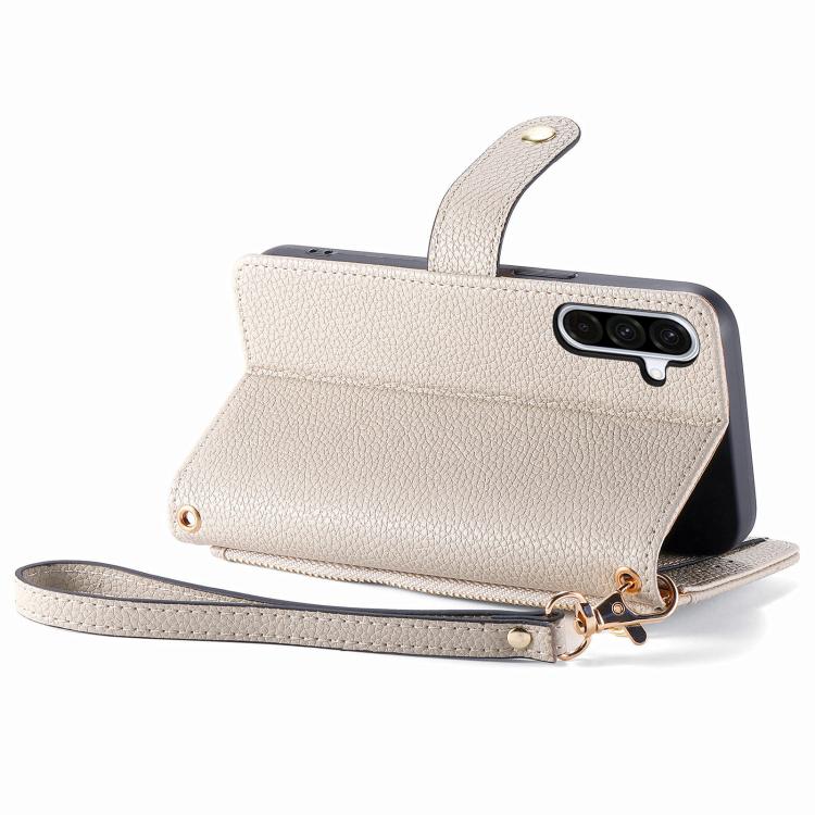 For Samsung Galaxy A57 5G Love Zipper Lanyard Leather Phone Case