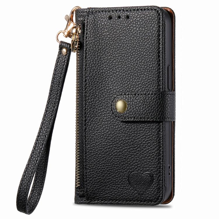For Samsung Galaxy A56 5G Love Zipper Lanyard Leather Phone Case