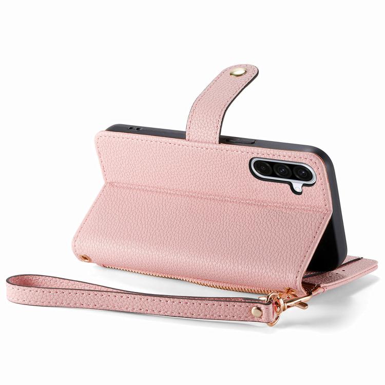 For Samsung Galaxy A56 5G Love Zipper Lanyard Leather Phone Case