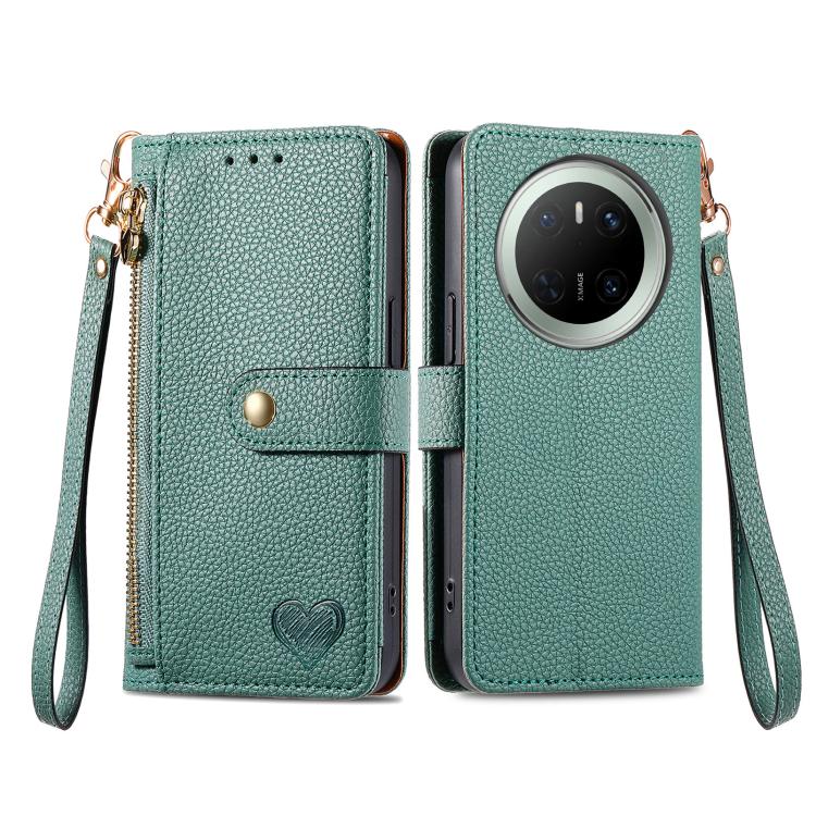 For Huawei Mate 70 Love Zipper Lanyard Leather Phone Case