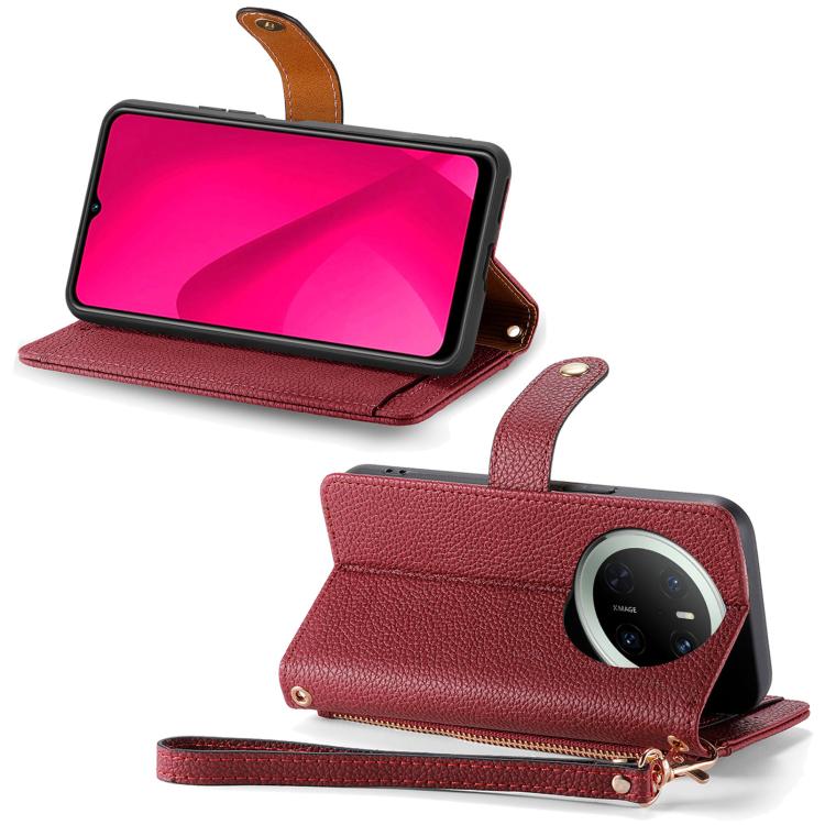 For Huawei Mate 70 Love Zipper Lanyard Leather Phone Case