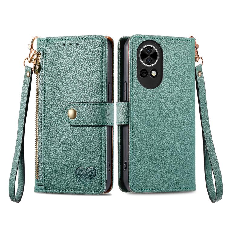 For Huawei nova 13 Love Zipper Lanyard Leather Phone Case