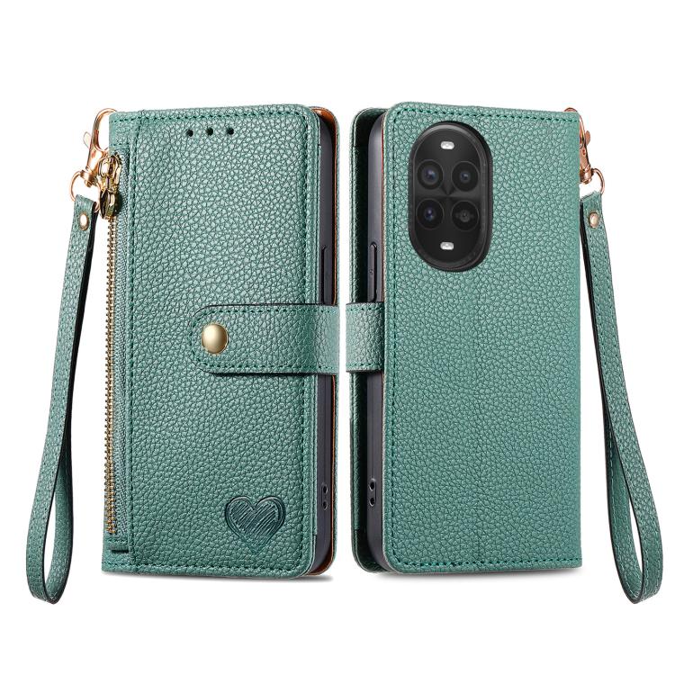 For Huawei nova 13 Pro Love Zipper Lanyard Leather Phone Case