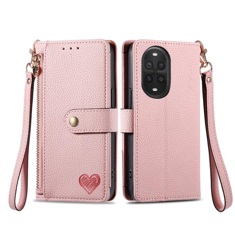 For Huawei nova 13 Pro Love Zipper Lanyard Leather Phone Case