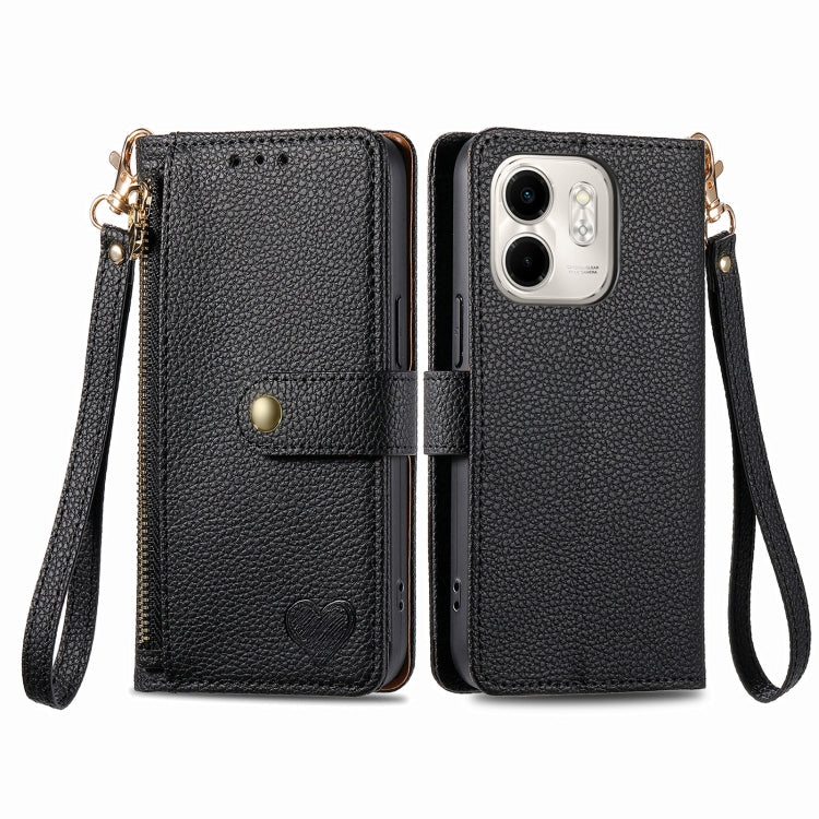 For Infinix Smart 9 Love Zipper Lanyard Leather Phone Case