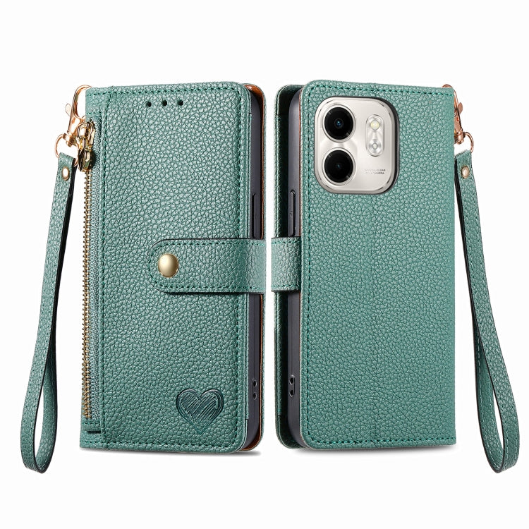 For Infinix Smart 9 Love Zipper Lanyard Leather Phone Case