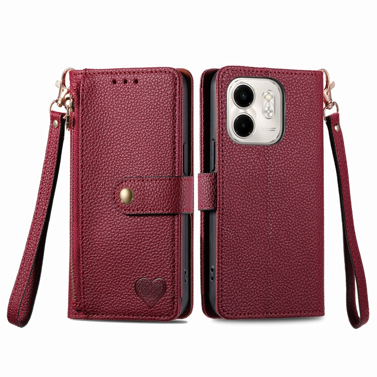 For Infinix Smart 9 Love Zipper Lanyard Leather Phone Case