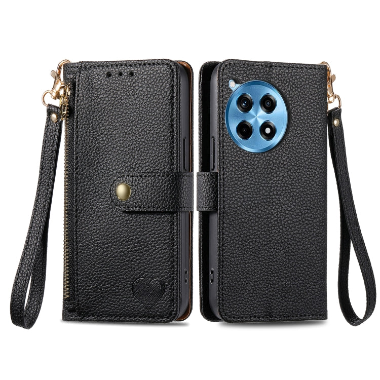For OnePlus Ace 3 Pro Love Zipper Lanyard Leather Phone Case