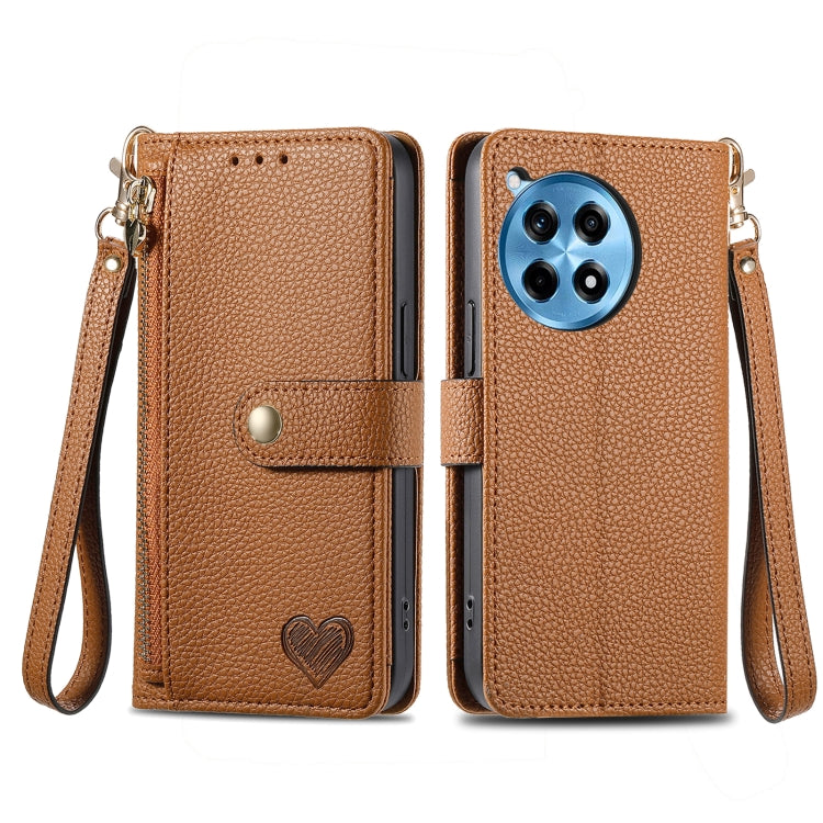 For OnePlus Ace 3 Pro Love Zipper Lanyard Leather Phone Case