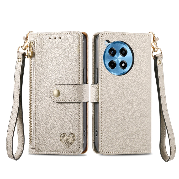 For OnePlus Ace 3 Pro Love Zipper Lanyard Leather Phone Case