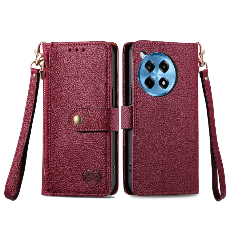 For OnePlus Ace 3 Pro Love Zipper Lanyard Leather Phone Case
