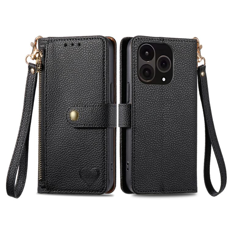 For OnePlus 15 Love Zipper Lanyard Leather Phone Case