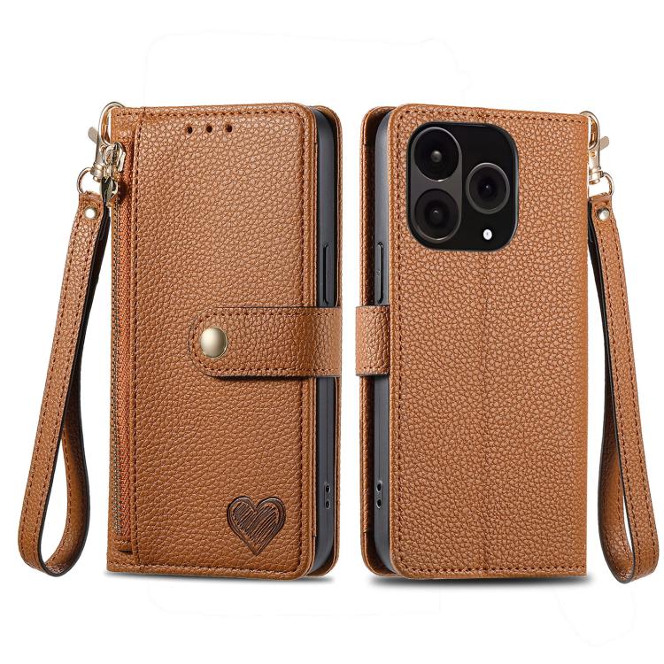 For OnePlus 15 Love Zipper Lanyard Leather Phone Case