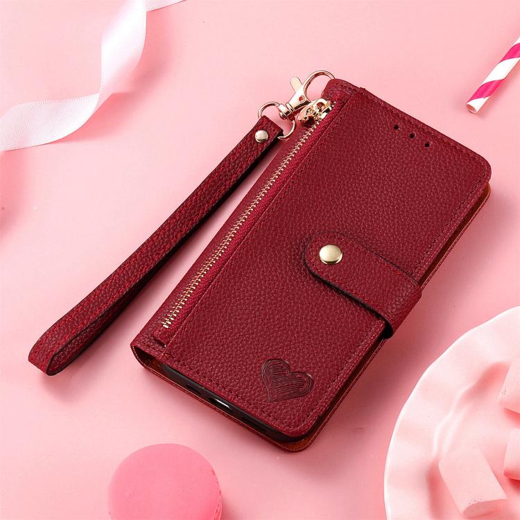 For OnePlus 15 Love Zipper Lanyard Leather Phone Case