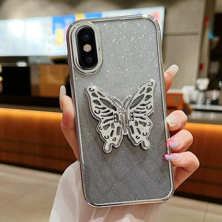 For iPhone X / XS Electroplated Gradient Glitter 3D Butterfly TPU Phone Case