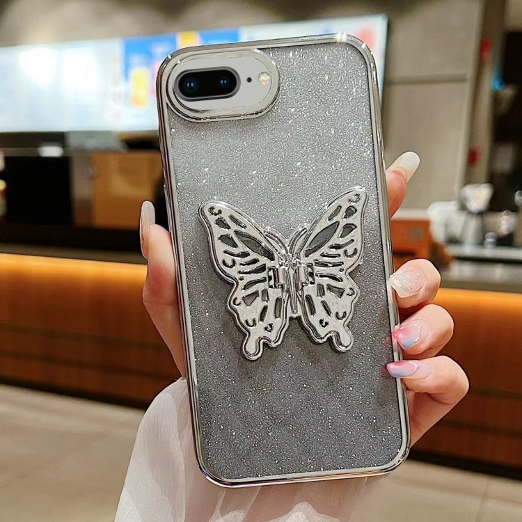 For iPhone 7 Plus / 8 Plus Electroplated Gradient Glitter 3D Butterfly TPU Phone Case