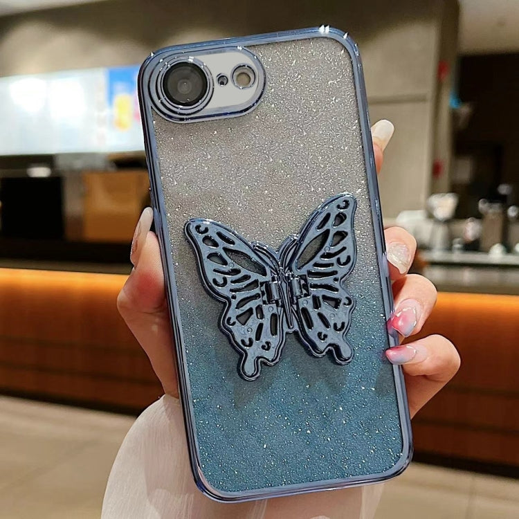 For iPhone 7 / 8 / SE 2022 Electroplated Gradient Glitter 3D Butterfly TPU Phone Case