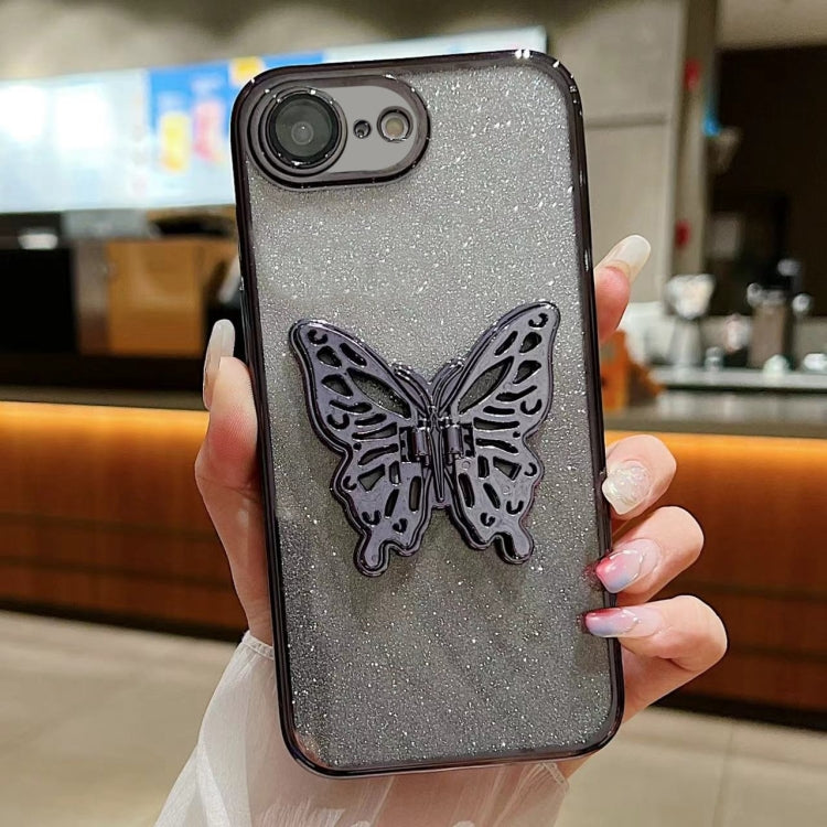 For iPhone 7 / 8 / SE 2022 Electroplated Gradient Glitter 3D Butterfly TPU Phone Case