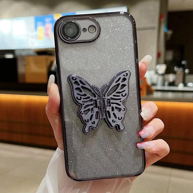 For iPhone 17e / 16e Electroplated Gradient Glitter 3D Butterfly TPU Phone Case