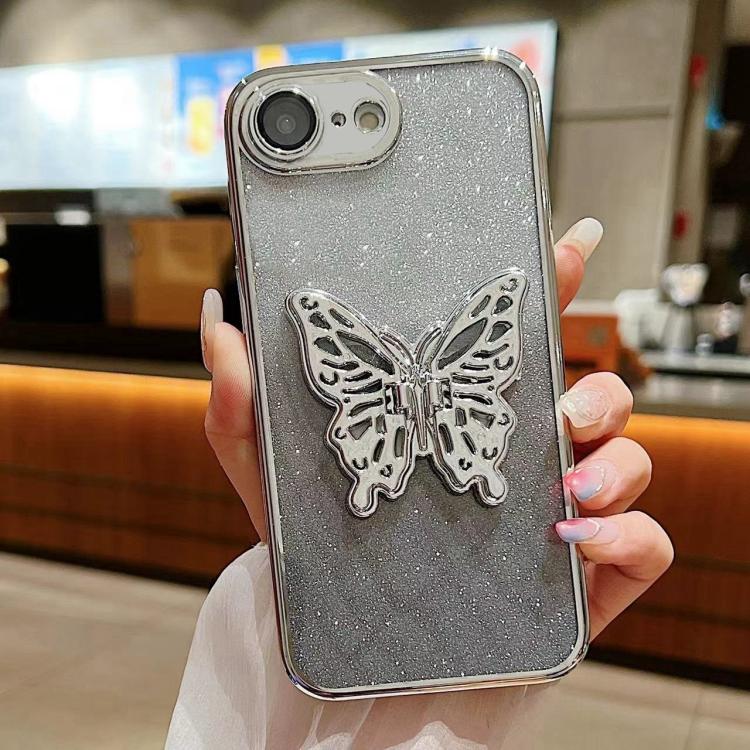 For iPhone 17e / 16e Electroplated Gradient Glitter 3D Butterfly TPU Phone Case