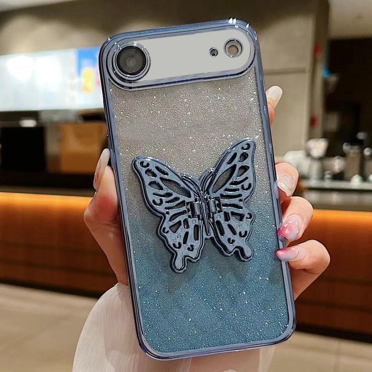 For iPhone Air Electroplated Gradient Glitter 3D Butterfly TPU Phone Case