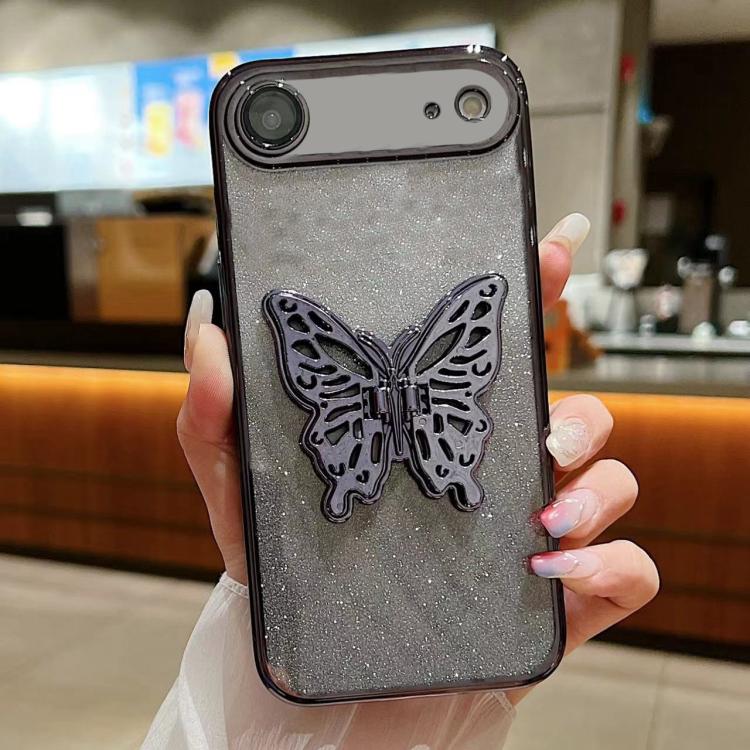 For iPhone Air Electroplated Gradient Glitter 3D Butterfly TPU Phone Case