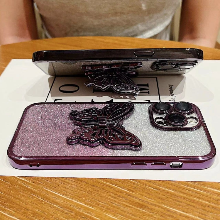 For iPhone Air Electroplated Gradient Glitter 3D Butterfly TPU Phone Case