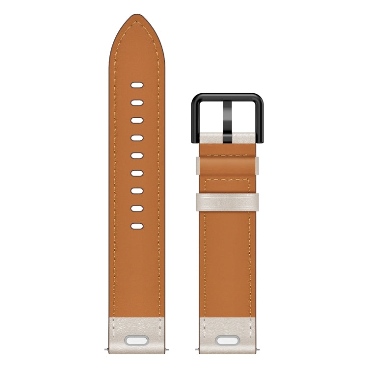 For Garmin Vivoactive 3 20mm Metal Button Switch Leather Watch Band