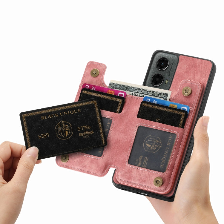 For Motorola Moto G 2024 Retro Leather Zipper Wallet Back Phone Case