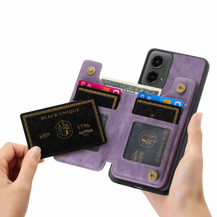 For Motorola Moto G 2024 Retro Leather Zipper Wallet Back Phone Case
