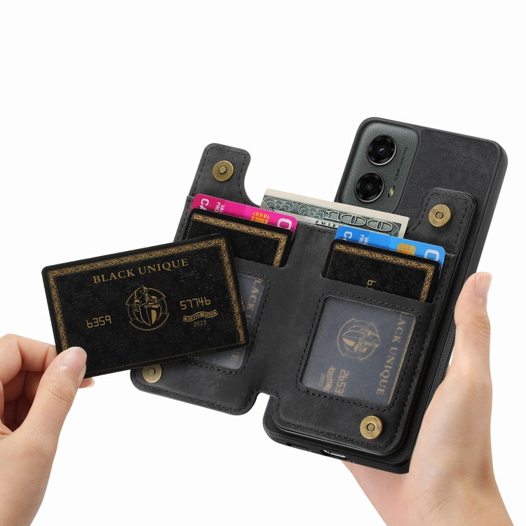 For Motorola Moto G 2024 Retro Leather Zipper Wallet Back Phone Case