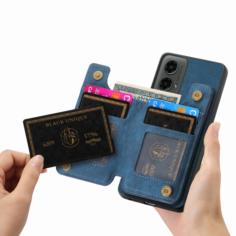 For Motorola Moto G 2024 Retro Leather Zipper Wallet Back Phone Case