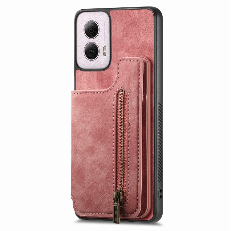 For Motorola G Power 5G 2024 Retro Leather Zipper Wallet Back Phone Case