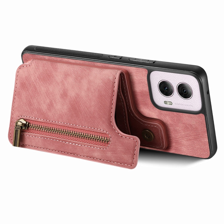 For Motorola G Power 5G 2024 Retro Leather Zipper Wallet Back Phone Case