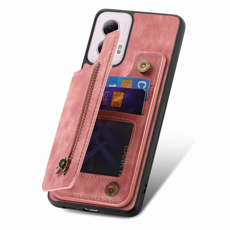 For Motorola G Power 5G 2024 Retro Leather Zipper Wallet Back Phone Case