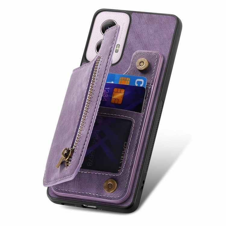 For Motorola G Power 5G 2024 Retro Leather Zipper Wallet Back Phone Case