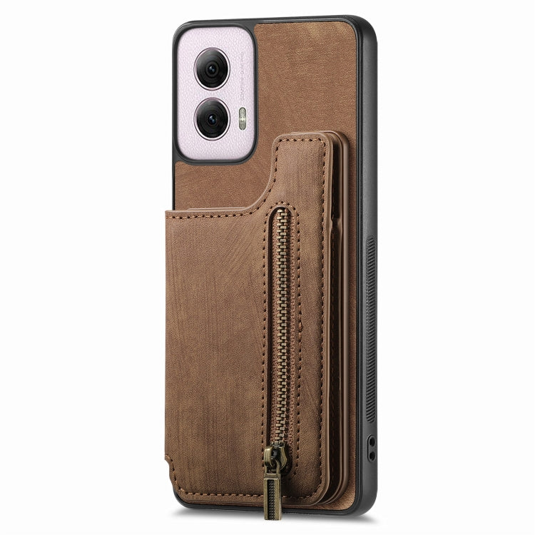 For Motorola G Power 5G 2024 Retro Leather Zipper Wallet Back Phone Case