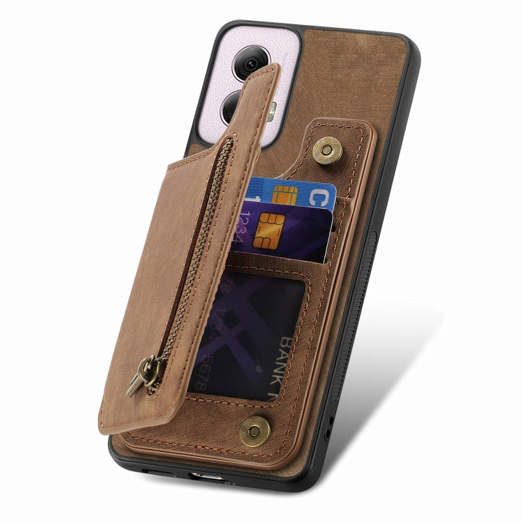 For Motorola G Power 5G 2024 Retro Leather Zipper Wallet Back Phone Case