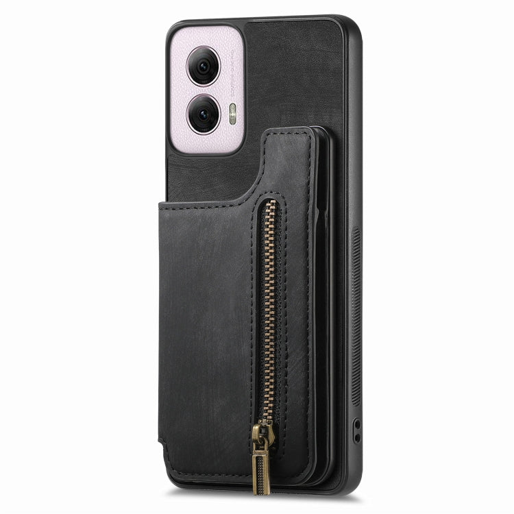 For Motorola G Power 5G 2024 Retro Leather Zipper Wallet Back Phone Case