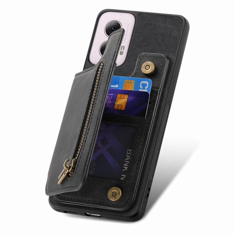 For Motorola G Power 5G 2024 Retro Leather Zipper Wallet Back Phone Case