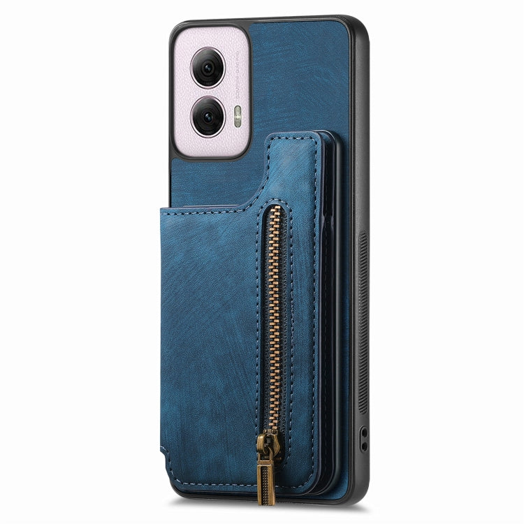 For Motorola G Power 5G 2024 Retro Leather Zipper Wallet Back Phone Case