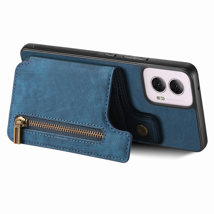 For Motorola G Power 5G 2024 Retro Leather Zipper Wallet Back Phone Case
