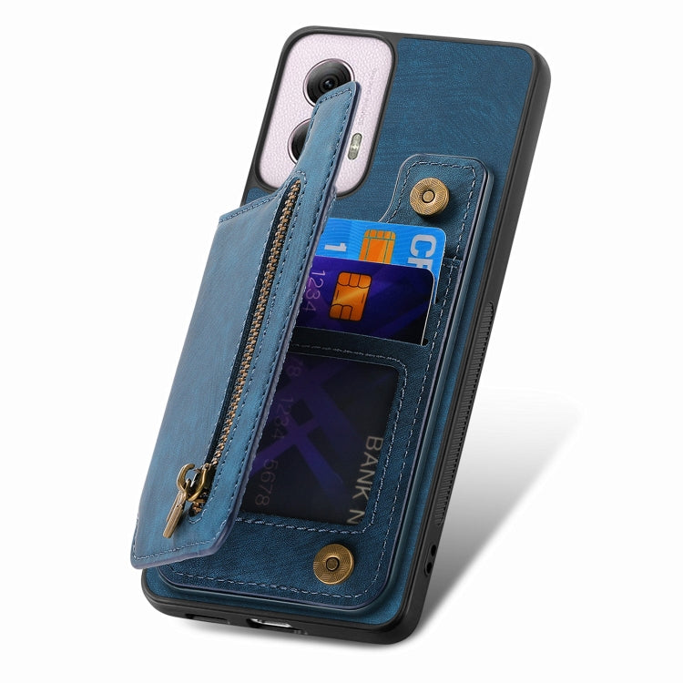 For Motorola G Power 5G 2024 Retro Leather Zipper Wallet Back Phone Case