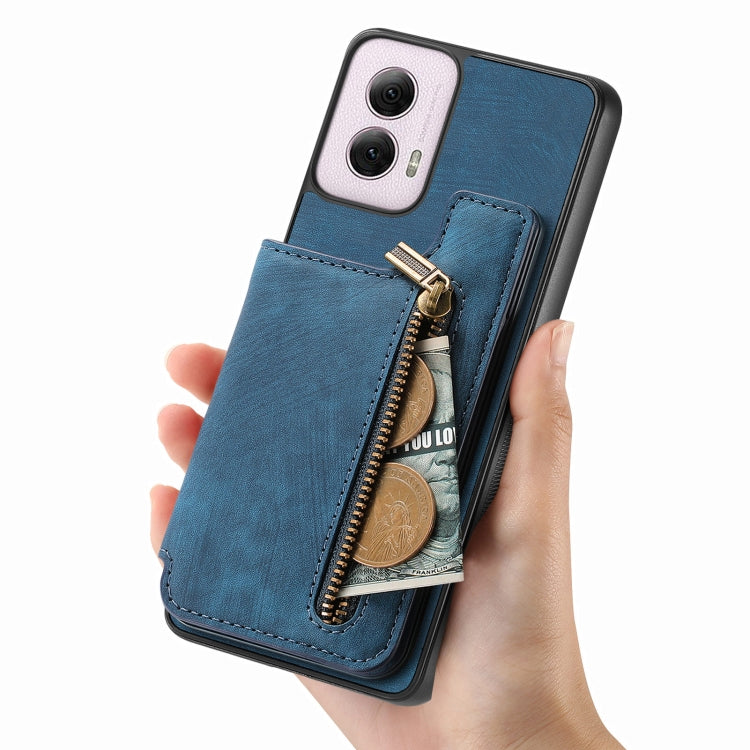 For Motorola G Power 5G 2024 Retro Leather Zipper Wallet Back Phone Case