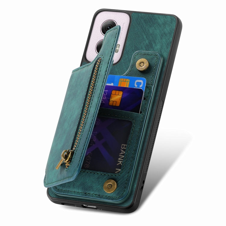 For Motorola G Power 5G 2024 Retro Leather Zipper Wallet Back Phone Case