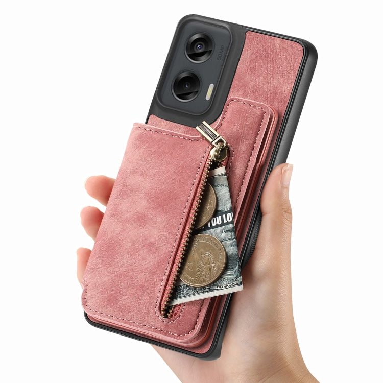 For Motorola G Stylus 5G 2024 Retro Leather Zipper Wallet Back Phone Case