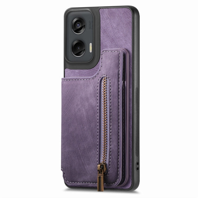 For Motorola G Stylus 5G 2024 Retro Leather Zipper Wallet Back Phone Case