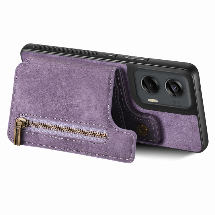 For Motorola G Stylus 5G 2024 Retro Leather Zipper Wallet Back Phone Case