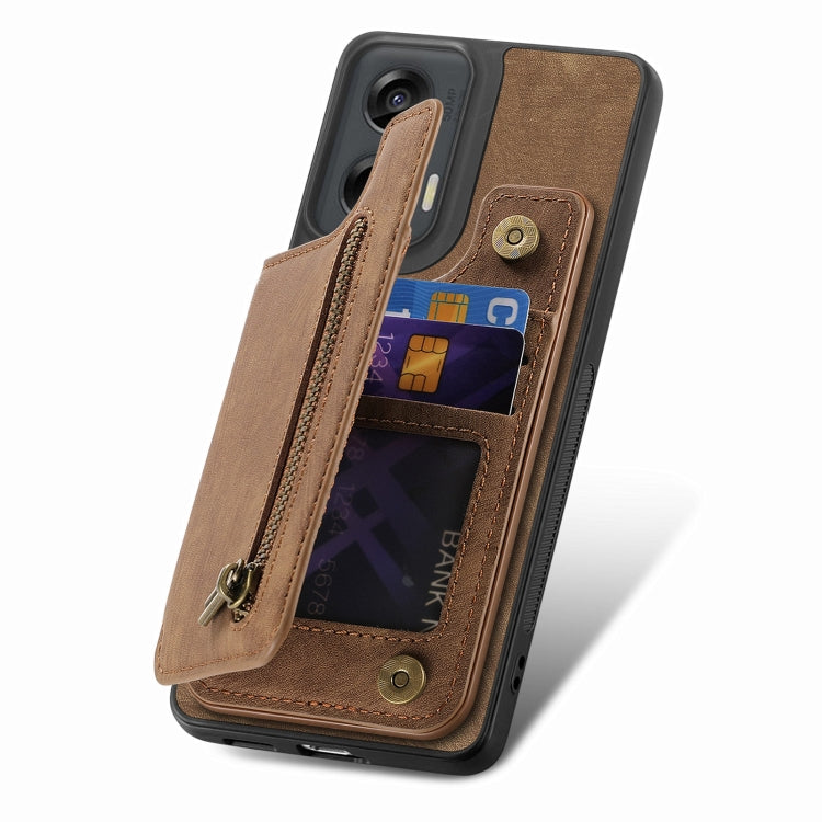 For Motorola G Stylus 5G 2024 Retro Leather Zipper Wallet Back Phone Case
